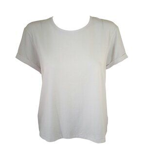 NWT Rachel Zoe White Crew Neck Short Cuffed Sleeve Tee T-Shirt